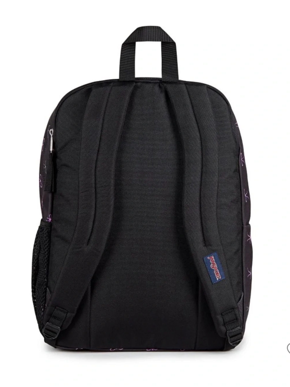 Jansport Big Student Cargo 17.5 backpack black with bows fits 15” laptop NWT